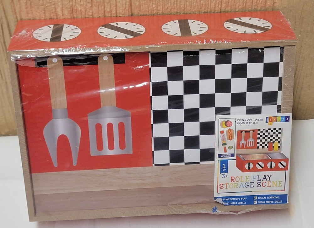 Horizon Role Play Storage Scene Wooden Grill Imaginary Play 10"x7"x3"